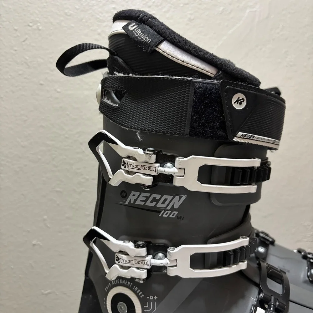 K2 Recon 100 MV Men Ski Boots Size 27.5 314mm All Mountain Powerlite Alpine Gray